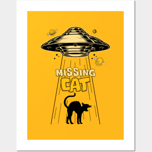 UFO and cat Posters and Art